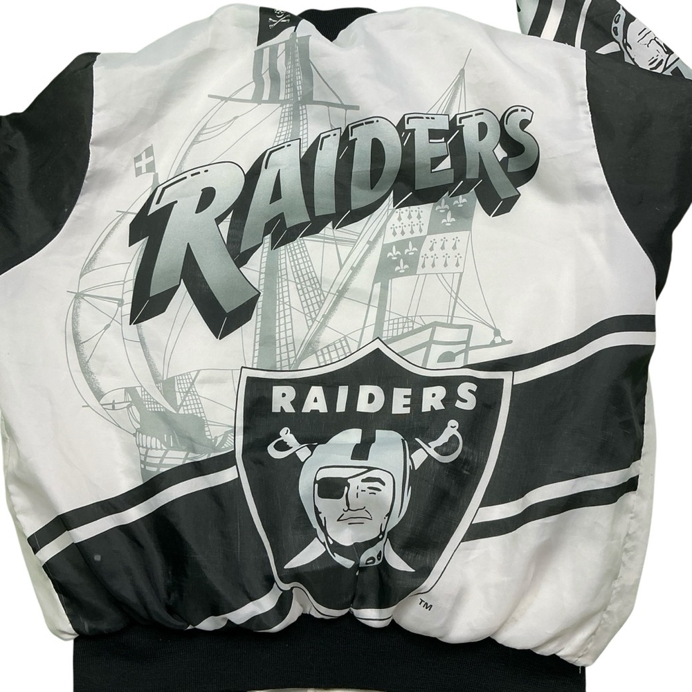 Vintage Raiders NFL chalk line fleece lined jacket USA made size large